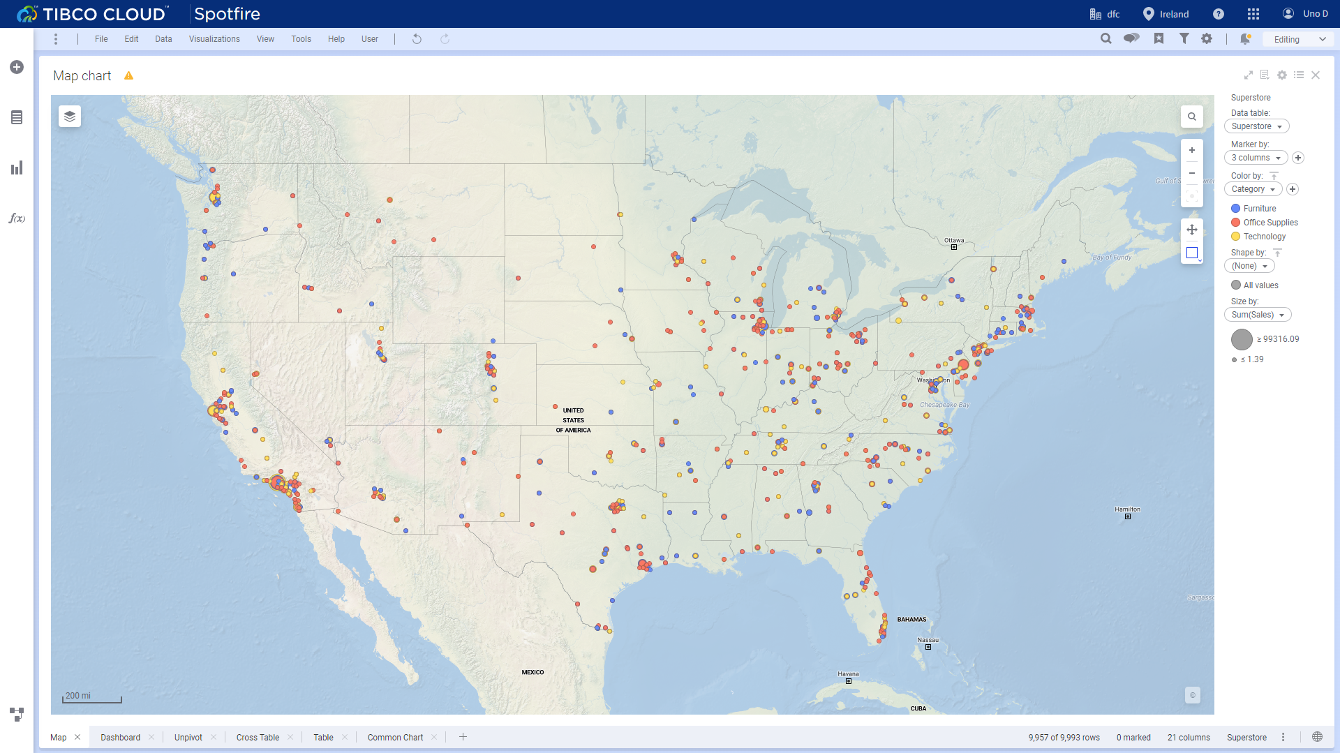 Figure 2-45 Map - Tibco Cloud Spotfire